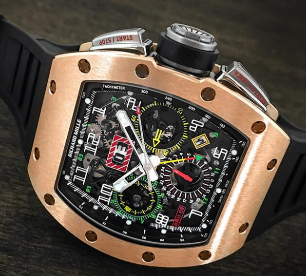 Richard Mille Replica Watch RM 011-02 Gold Flyback Chronograph Dual Time Zone